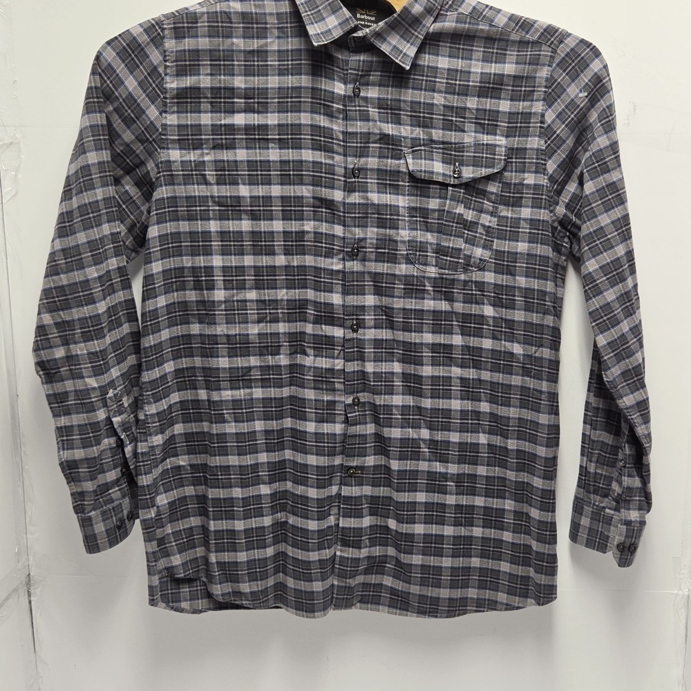Barbour for Land Rover Mens Tailored Fit Plaid Flannel Button Front Shirt Lg